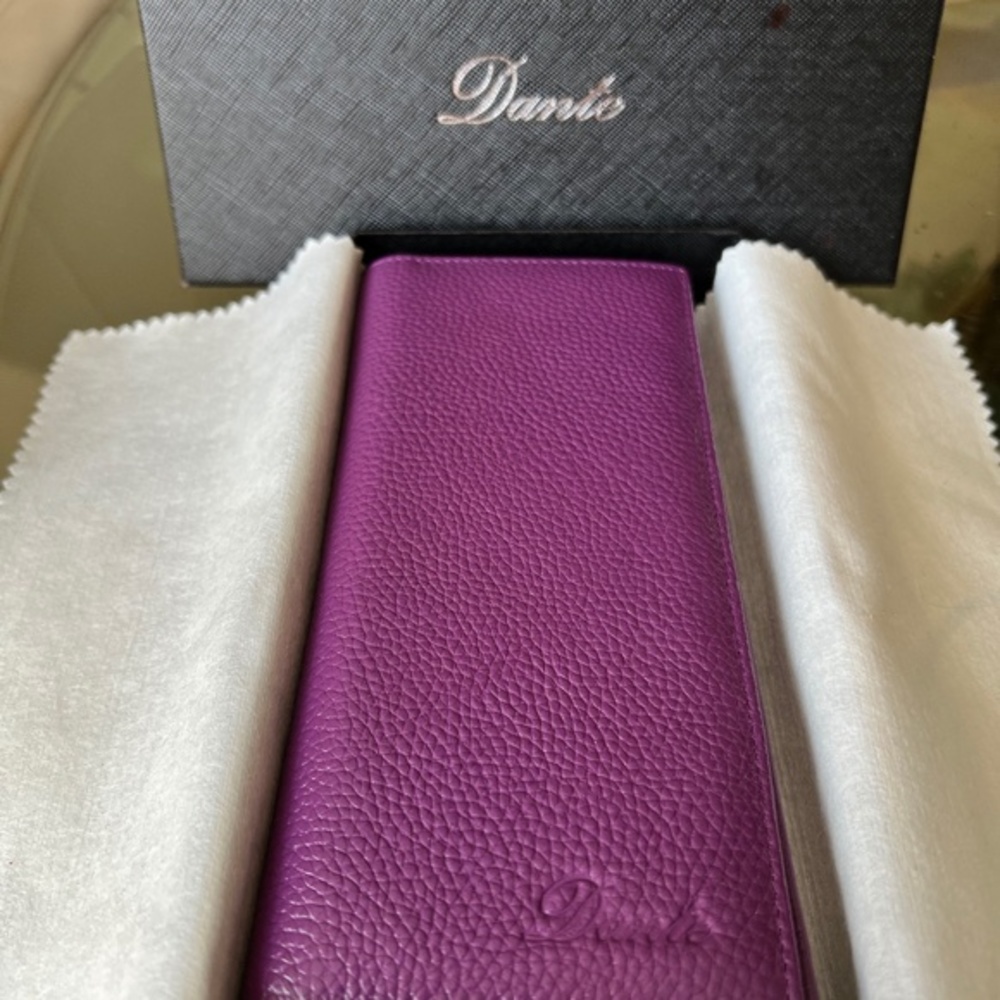Dante RFID Ladies Pebbled Leather Wallet/Clutch - Purple - 7.5"W x 3.5"H x 1"D